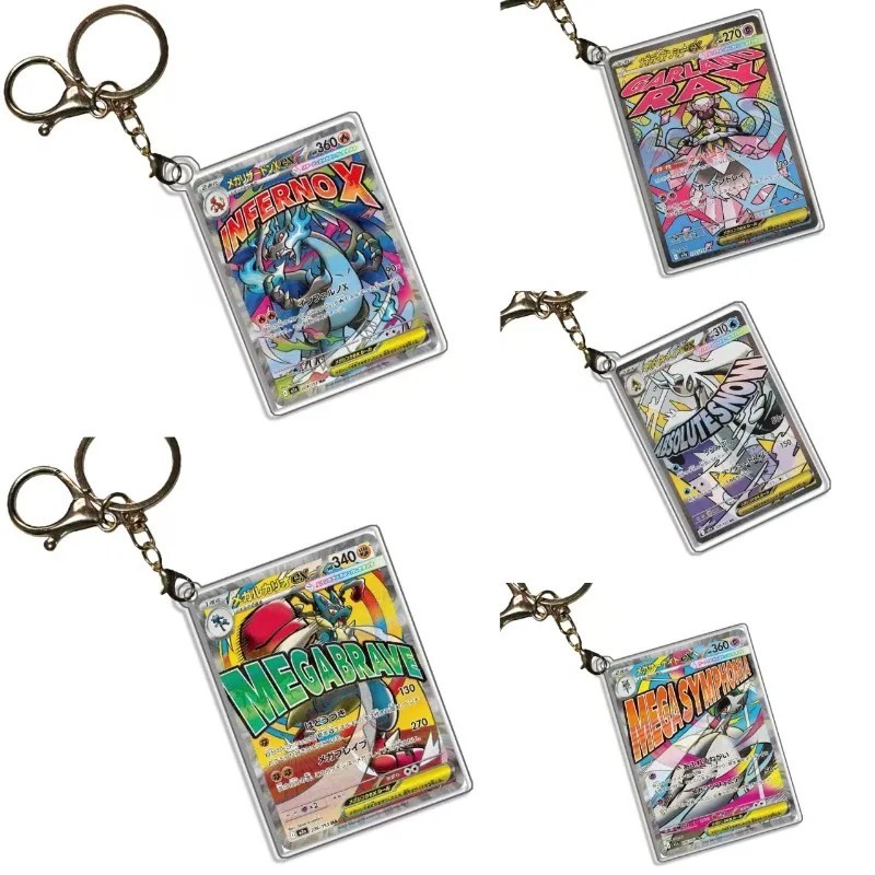 พวงกุญแจโปเกมอนจําลอง Charizard Lucario การ์ด micha โปร่งใสอุปกรณ์เสริมอะนิเมะของขวัญสะสมกระเป๋านักเ
