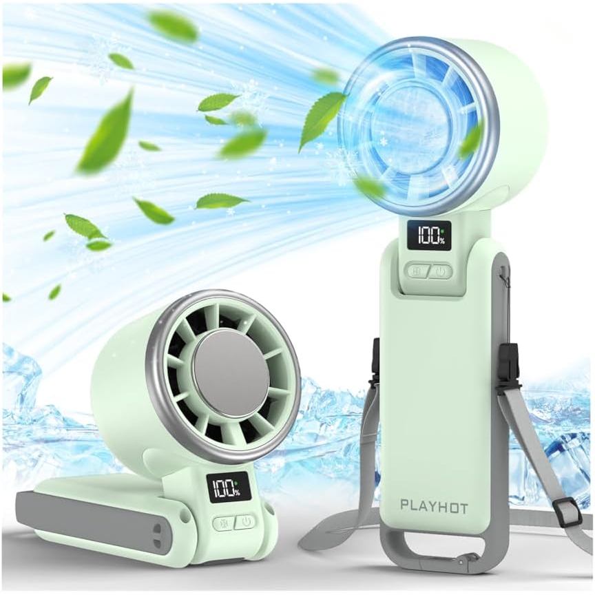 เล่นร้อน อัพเกรดพัดลมมือถือแบบพกพาพร้อม 60°F Ice Cooling, Up tp 12Hrs พัดลมพกพามือถือ, 5 ความเร็ว 25