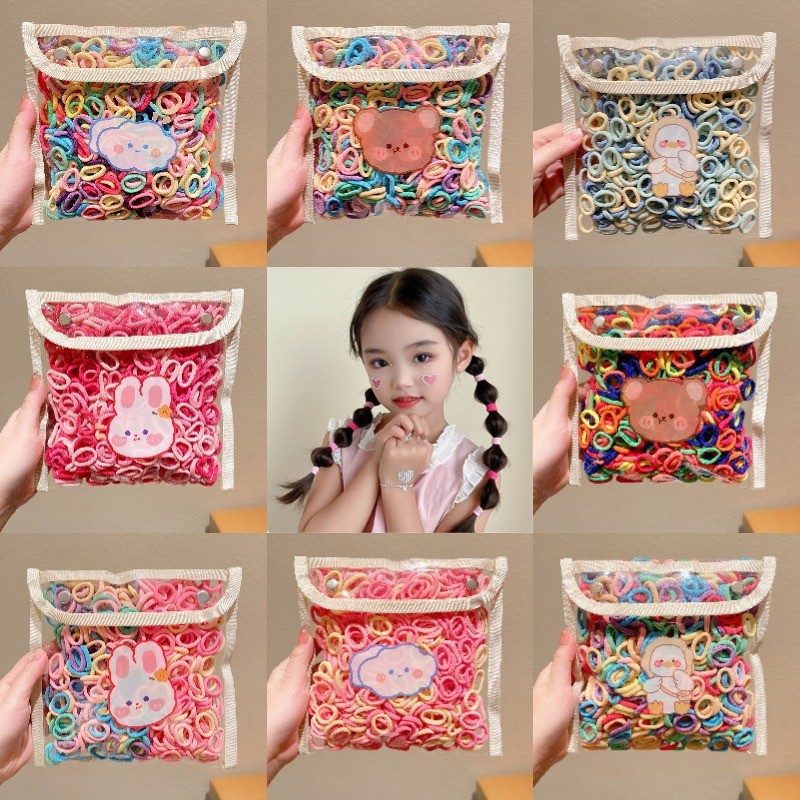 100ชิ้นยืดหยุ่นสูงทนทานเชือกผมเด็กน่ารักลูกอมสียางรัดอุปกรณ์ผม