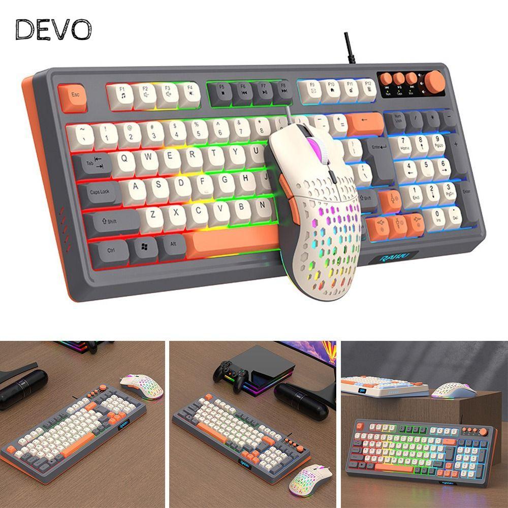 แป้นพิมพ์ DEVO RAIKU T98, ชุดเมาส์คีย์บอร์ดส่องสว่าง, การเชื่อมต่อ USB 98 เค้าโครงกุญแจสีรุ้งคีย์บอร
