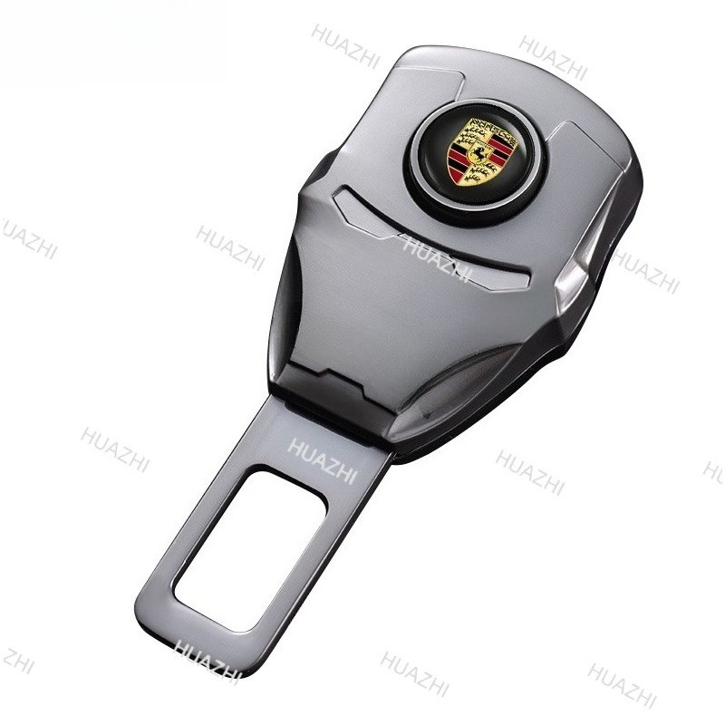 Porsche car Seatbelt extender ใหม่ Iron Man สังกะสีอัลลอยด์ไฟฟ้า Seatbelt Silencer Buckle
