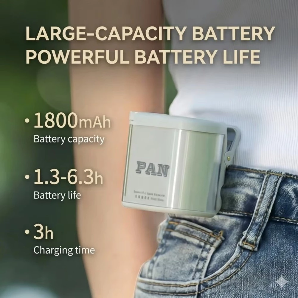 พัดลมหนีบพกพา 1800mAh จอ LED ปรับความแรง 100 ระดับ หมุน 360 องศา thumbnail 4