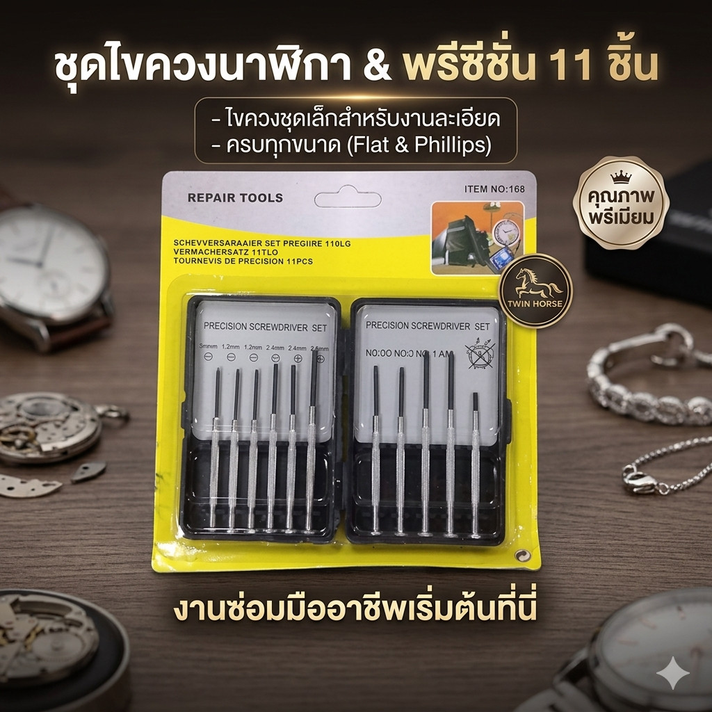 ไขควงนาฬิกา 11 ชิ้น/กล่อง ไขควงชุดเล็ก ไขควง (DBE004)​