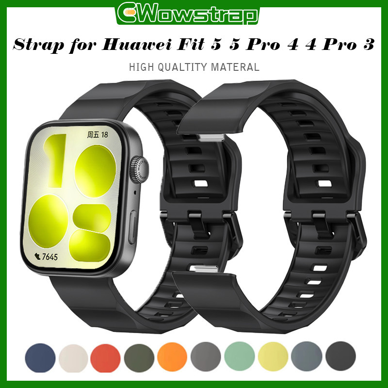 สายซิลิโคนกีฬา for Huawei Watch Fit 5 4 3 / 5 Pro สายพานยางเปลี่ยนสายรัดข้อมืออุปกรณ์เสริม for Smwarctwatch Huawei Fit 4