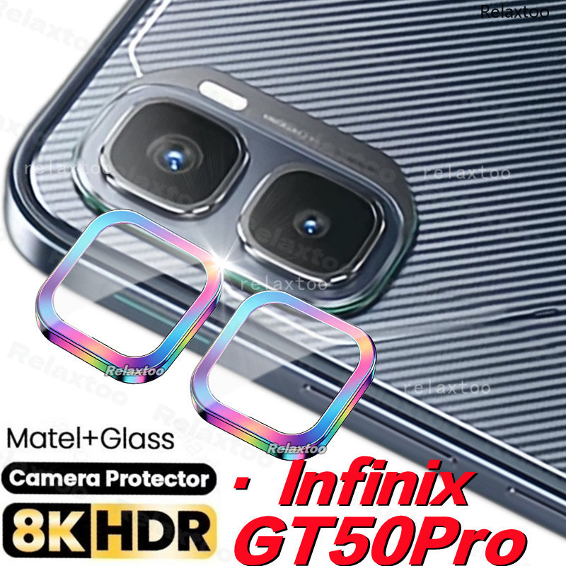 InfinixGT50Pro Full โค้งเลนส์กล้องป้องกันกระจกนิรภัยสําหรับ Infinix GT 50 Pro GT50Pro GT50 Pro X6891 5G Clear แหวนโลหะกระจกนิรภัยกล้องเลนส์กรณีปกหลังฟิล์ม