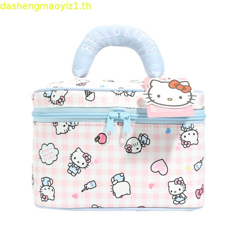 ใหม่ Sanrio Hello Kitty กระเป๋าเครื่องสําอางแบบพกพาความจุขนาดใหญ่การ์ตูนมูลค่าสูงสามมิติเครื่องสําอางเดินทางแบบพกพา