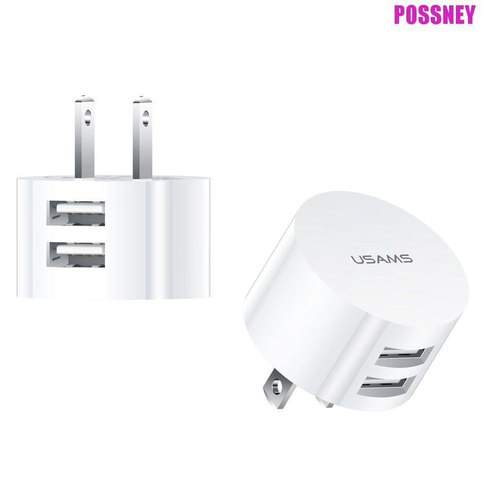 POSSNEY เครื่องชาร์จโทรศัพท์มือถือ 5V 2.1A Mini Adapter Universal EU Travel Charger Head UK Travel C