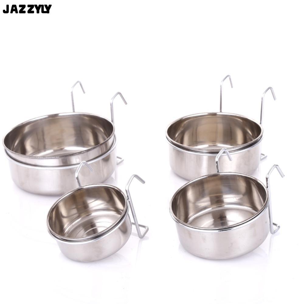 In StockAZZYLY เครื่องเขียนชามสุนัขขายร้อนแขวนกรงถ้วยสแตนเลสสัตว์เลี้ยงเครื่องมือให้อาหาร