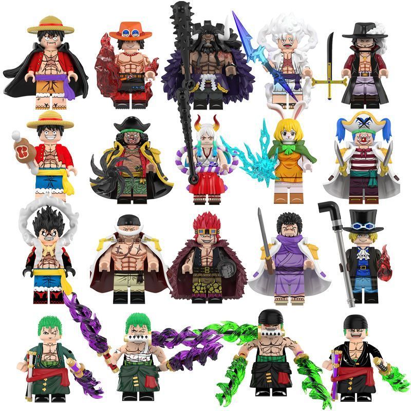 เข้ากันได้กับ Lego Figures One Piece Building Blocks Luffy Sauron Kaido Whitebeard Pirate Captain ปร