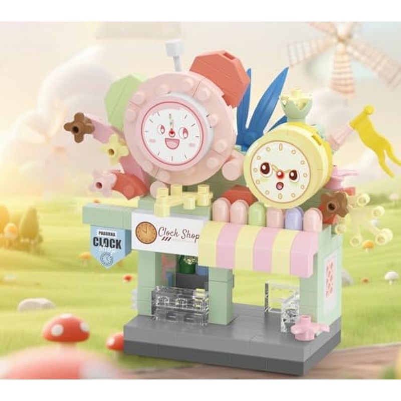 4-piece Casual Mosaic Floor Block Toys, Street View Shop Series: 7469 Dessert Shop, 7473 Watch Shop,