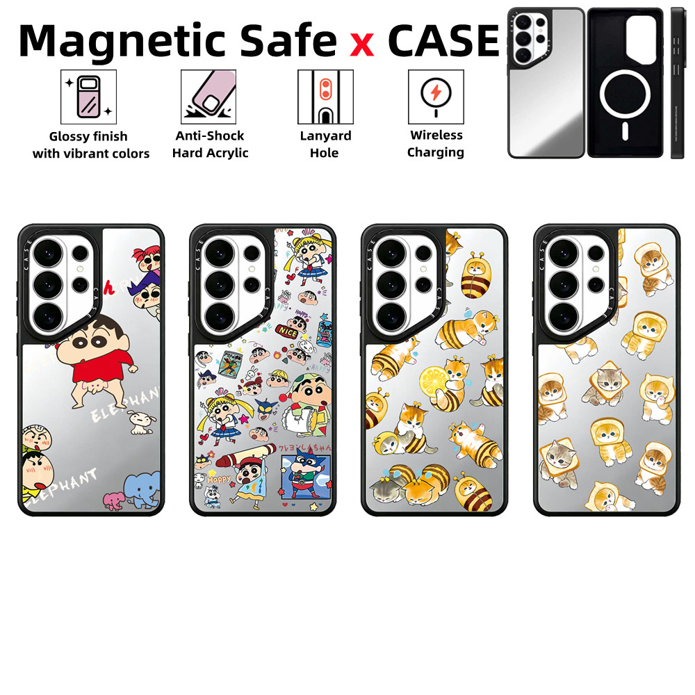 Suitable for Samsung Galaxy S26 S25 S24 S23 S22 Ultra Plusเคสโทรศัพท์Crayon Shin-chanCASEกระจกแม่เหล็กปลอดภัยปลอกกันกระแทกต้านทานฝาครอบป้องกัน