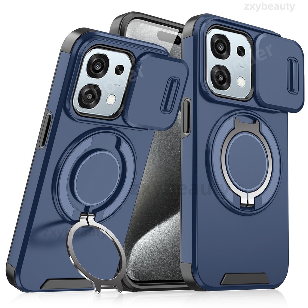 สําหรับ OPPO A6 Pro A6X A6T Pro 5G 4G 2026 กรณีเกราะกันกระแทกสไลด์แม่เหล็กปลอกแหวนขาตั้งป้องกันโทรศั