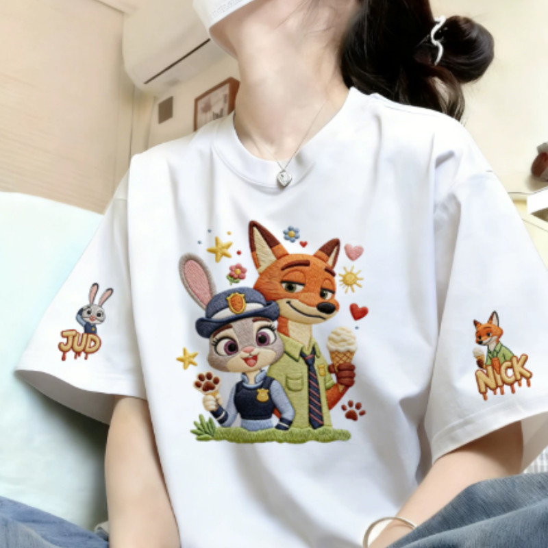 พร้อมส่ง COD เสื้อยืด Zootopia ลาย Nick Judy เสื้อเกม ใส่สบาย ผู้ชาย/ผู้หญิง