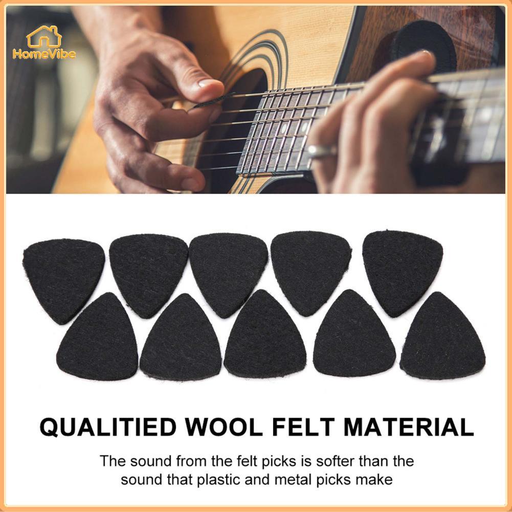 HomeVibe 10 ชิ้น Wool Felt กีตาร์ Picks Ukulele 3 มิลลิเมตรบางสีแดง Plectrums พร้อมหนังสำหรับ Ukelele Bass (สีดำ)
