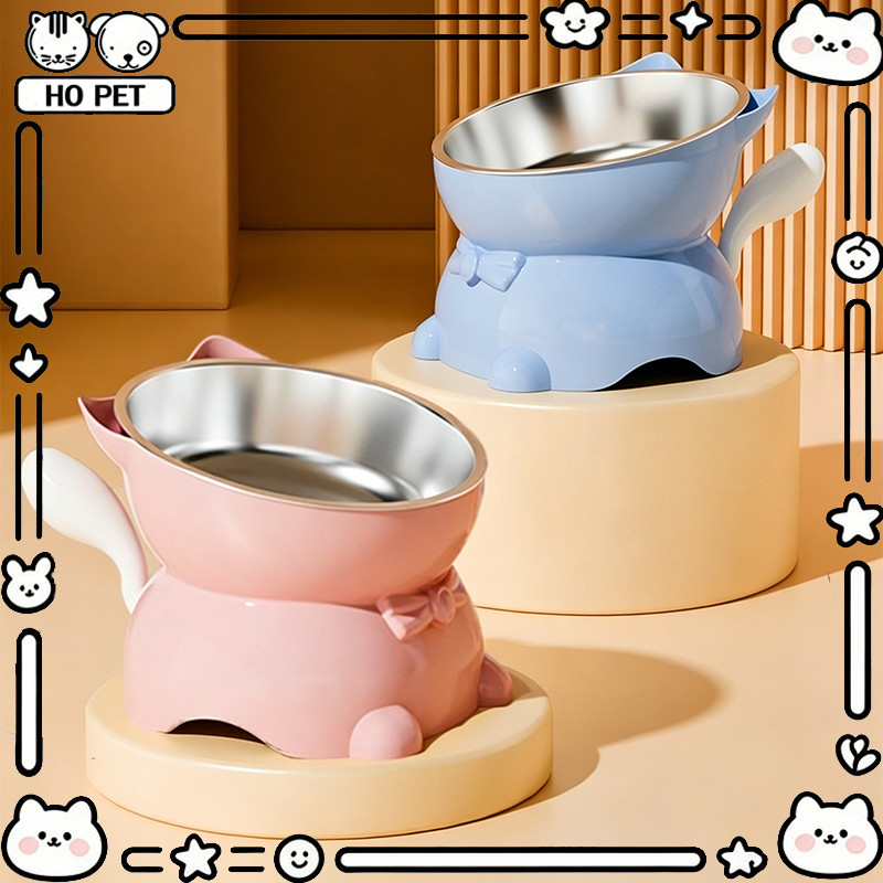 🐱ชามเซรามิกสำหรับแมว ชามอาหารแมว ชามน้ำแมว ชามแมวสแตนเลส แบบเอียง สําหรับสัตว์เลี้ยง สุนัข แมว ชามแมวยกสูง