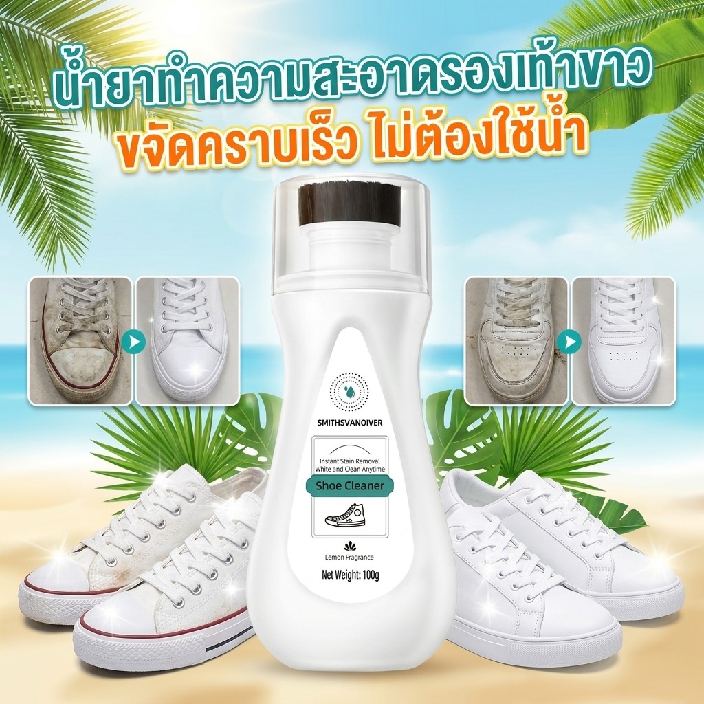 แปรงขัดรองเท้า ขัดรองเท้า น้ำยาทำความสะอาดรองเท้าสีขาว ไม่ต้องล้าง แค่เช็ดก็สะอาดแล้ว ส่วนผสมอ่อนๆ น้ํายาเช็ดรองเท้า