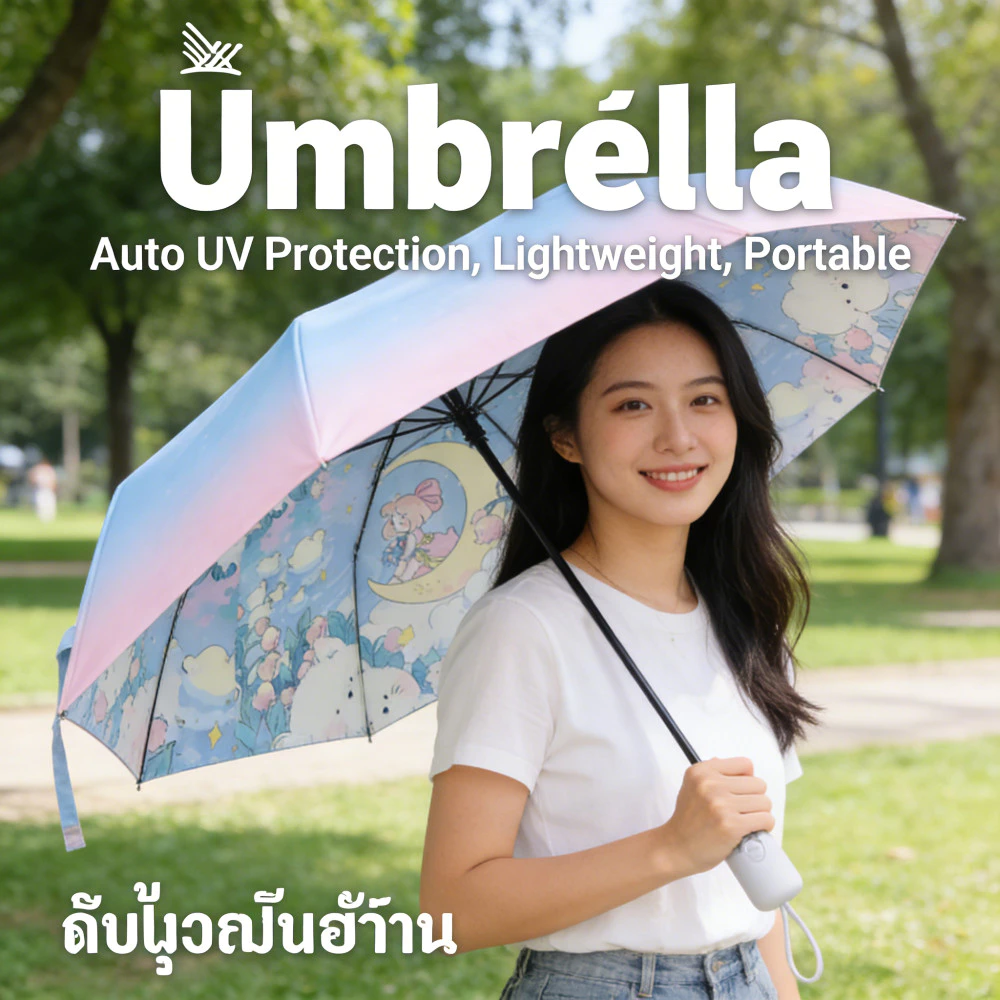 ร่มกันแดดกัน ร่มอัตโนมัติ น่ารัก พกพาสะดวก ร่มน้ำหนักเบา ทันสมัย UV