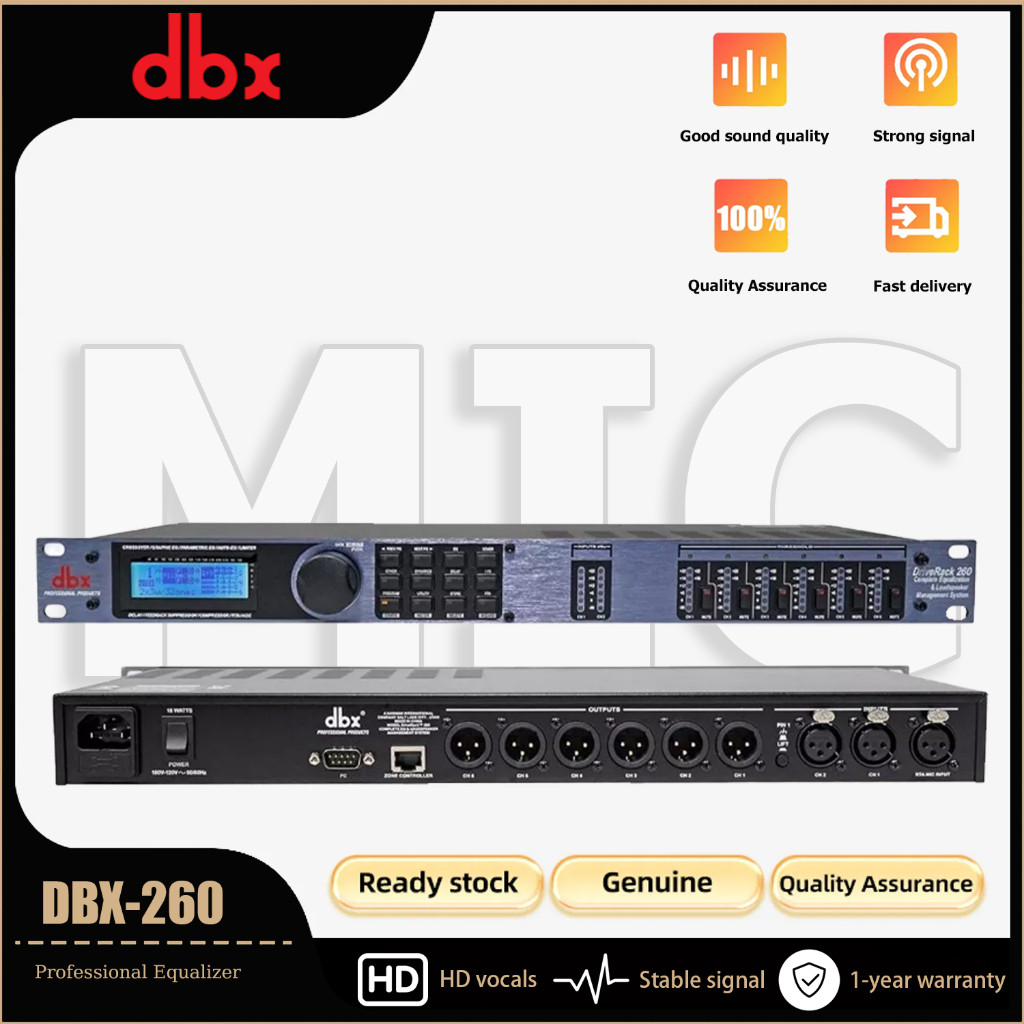 ระบบจัดการลําโพง Dbx DriveRack 260 I / O (ครอสโอเวอร์, อีควอไลเซอร์กราฟิก, อีควอไลเซอร์พาราเมตริก, อ