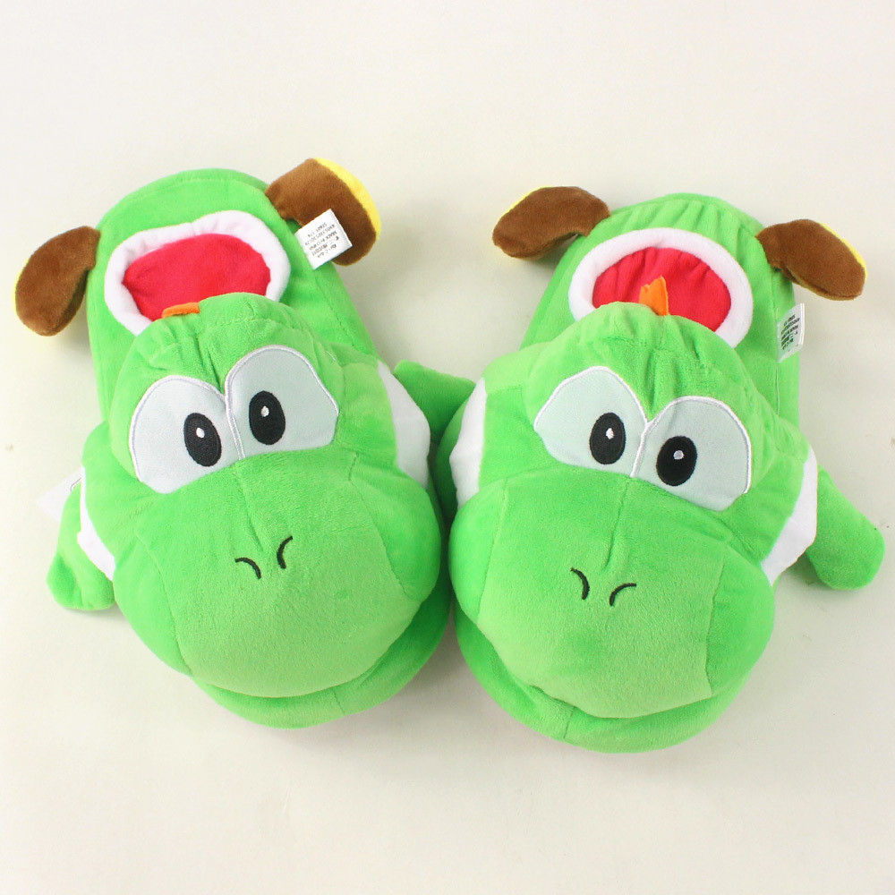 สีเขียว YOSHI Plush Home รองเท้าแตะผ้าในร่มรองเท้าตุ๊กตาการ์ตูน YOSHI