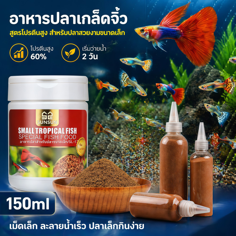 COD อาหารปลา 150ML อาหารปลาหางนกยูงโปรตีนสูง อุดมด้วยวิตามิน ช่วยให้ปลาโตไว มีประสิทธิภาพ สีสันสวยงาม ย่อยง่าย
