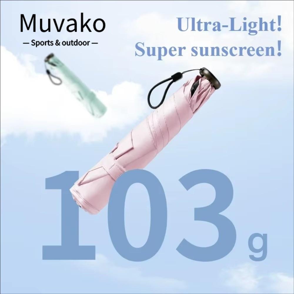 MUVAKO ร่มกันแดดแบบแมนนวล, ร่มอเนกประสงค์แบบพับได้ป้องกันรังสียูวี, ร่มกันแดดแบบพกพา 6-Bone Frame Ultra-Light Pencil Umbrella