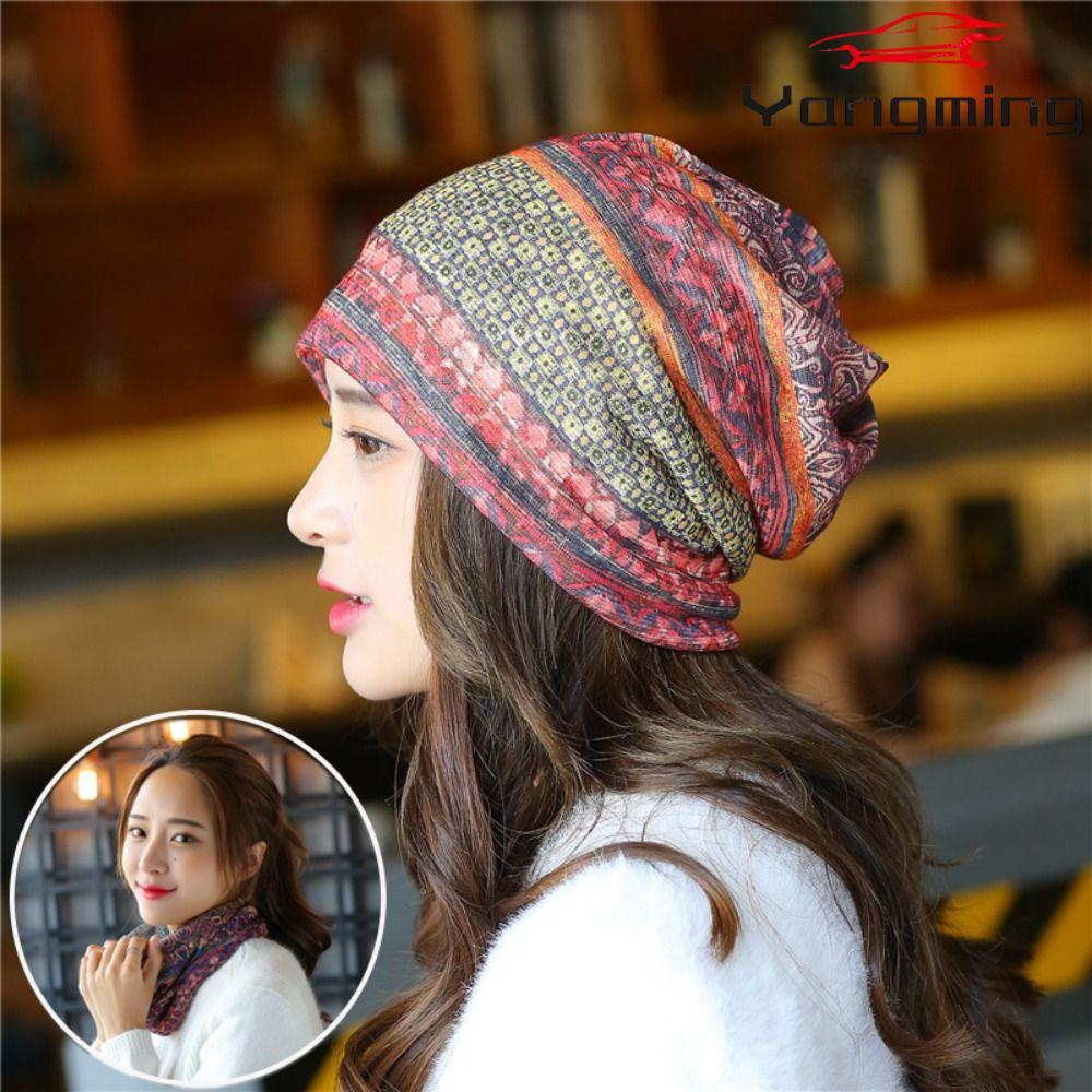 หมวกคลุมผมแบบผ้าโพกหัวสำหรับผู้หญิง ออกแบบมาเพื่อความโปร่งลม สวมใส่สบาย และมีลายพิมพ์พร้อมปกป้องแสงแดด