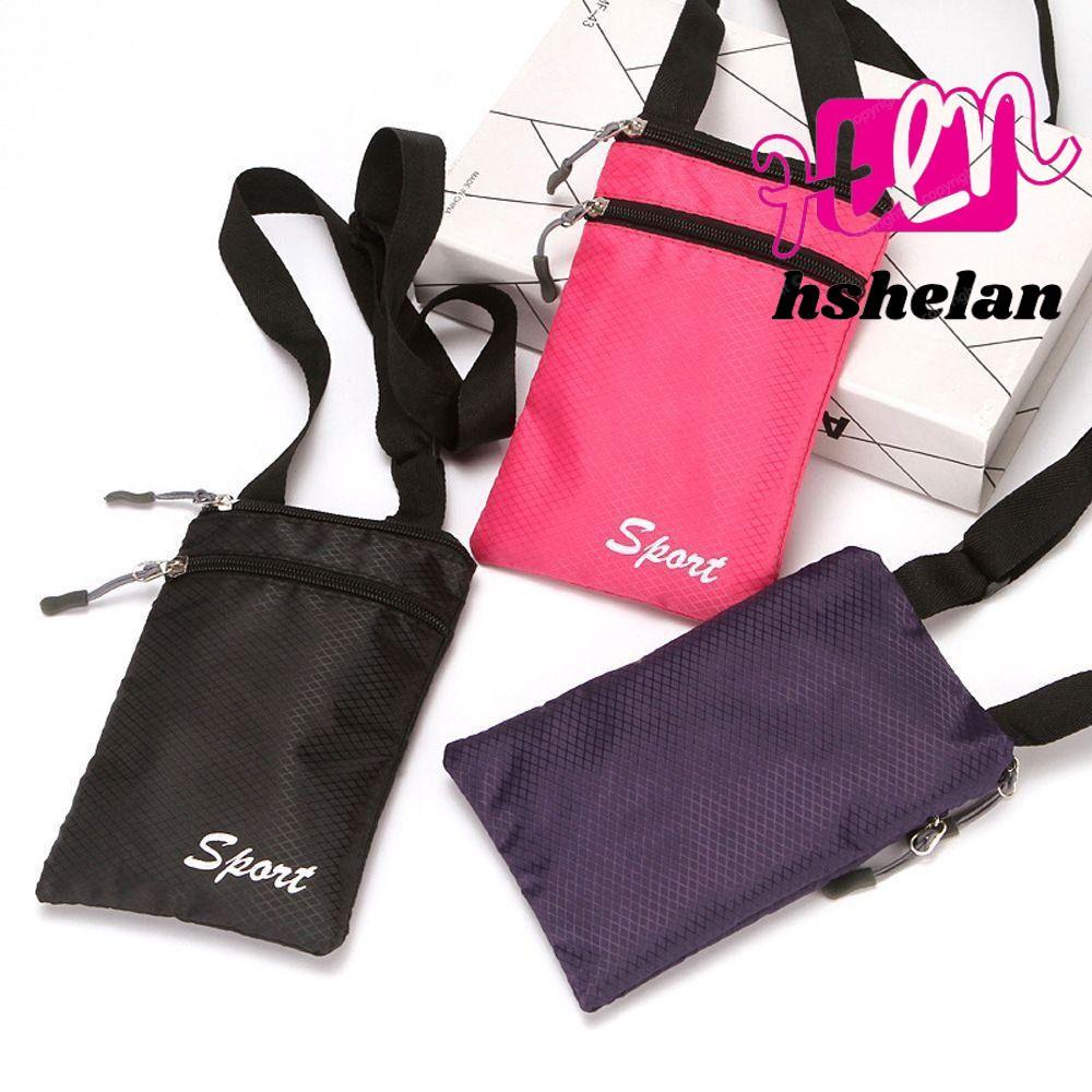 กระเป๋าสะพาย HHSHELAN สำหรับใส่โทรศัพท์และของเล็กๆ น้อยๆ สไตล์เรียบง่ายพร้อมลายตัวอักษร
