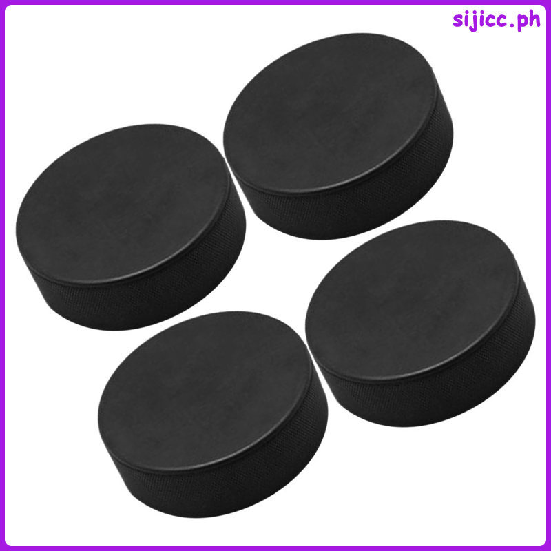 4 ชิ้นการฝึกอบรมการฝึกอบรม Hockey Practicing Puck อุปกรณ์ 7.50X7.50X2.50 ซม.สีดํา sijicc