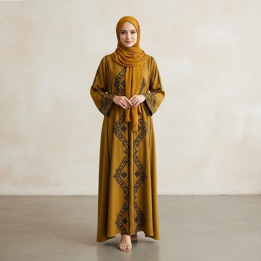 Abaya Gamis เรยอนที่เป็นมิตรชุดพรีเมี่ยม Elegant อิสลาม Study Group คําเชิญพยาบาล Cool ผู้หญิงจัมโบ้