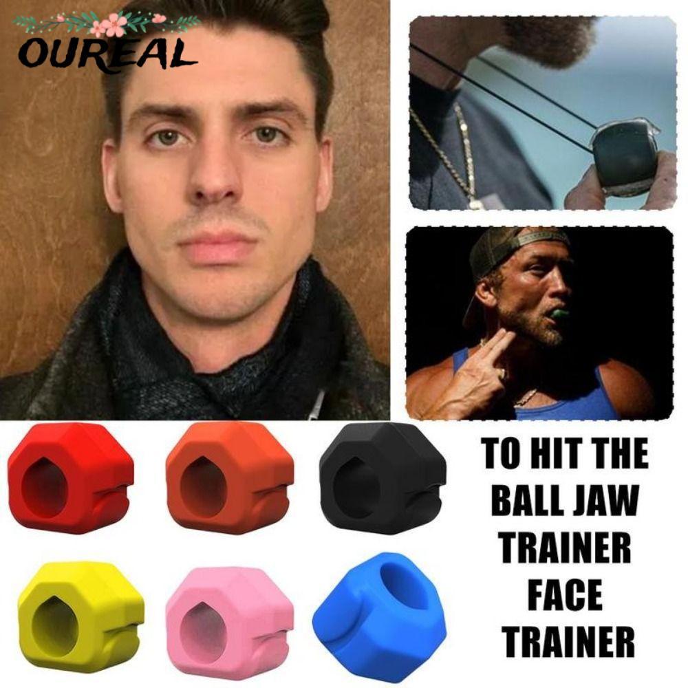 OUREAL Jawline Exerciser, ซิลิโคน BPA ฟรี Jaw Trainer, Anti-stress Exerciser Shaper Gum เม็ดลูกออกกํ