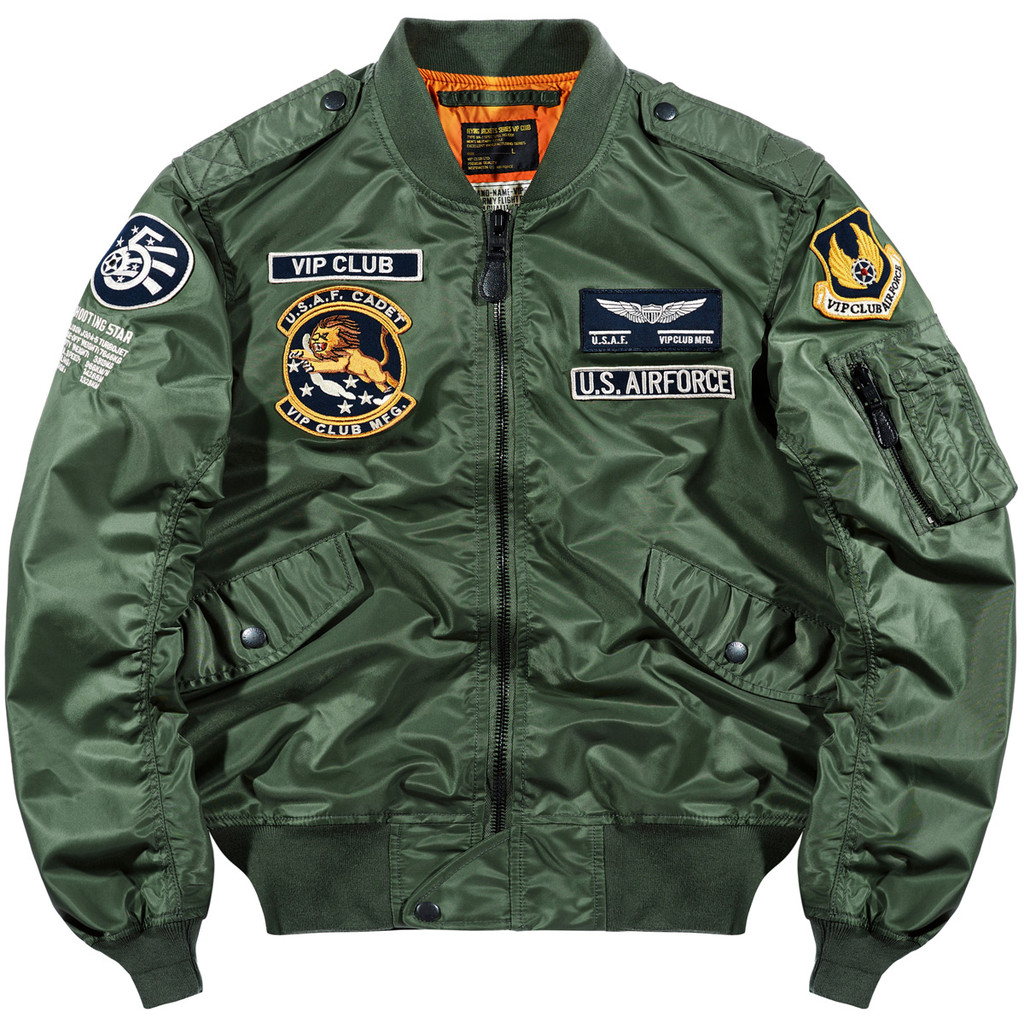 VIP American ma1 Bomber Jacket Men Retro ปัก Badge ชุดเบสบอลขนาดใหญ่หลวม Bomber Jacket อินเทรนด์