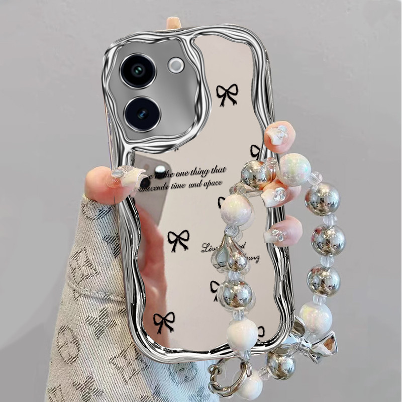 เคส vivo y200 5g เคส vivo y200 เหมาะสําหรับ vivoY200 เคสโทรศัพท์สไตล์ใหม่ y200i/y200 + โบว์สีดํา viv