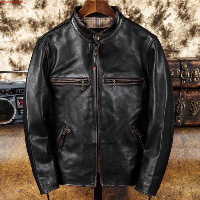 เสื้อหนังขี่มอเตอร์ไซค์ หนังแพะแท้ Caveman 802 Jacket Oldman 100%