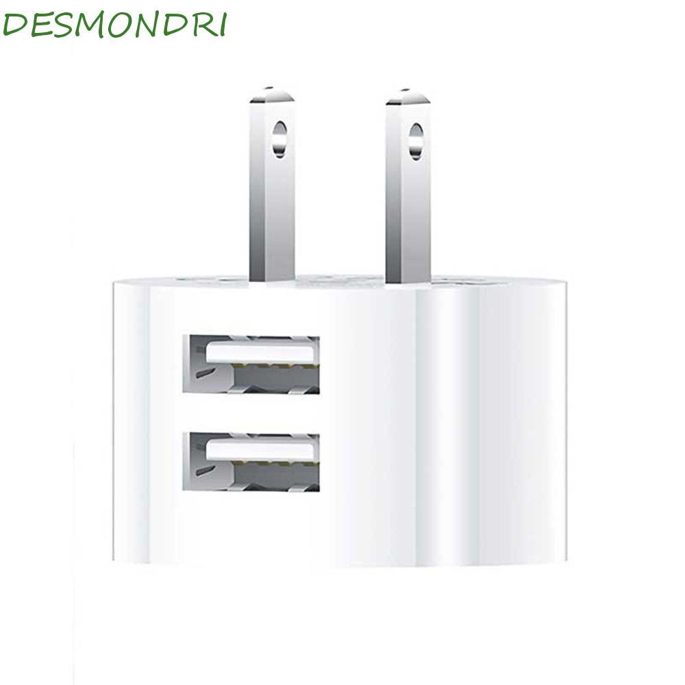 DESMONDRI Dual Usb Round Charger Charger Adapter Travel Charger US UK 5V 2.1A Universal EU Wall Char