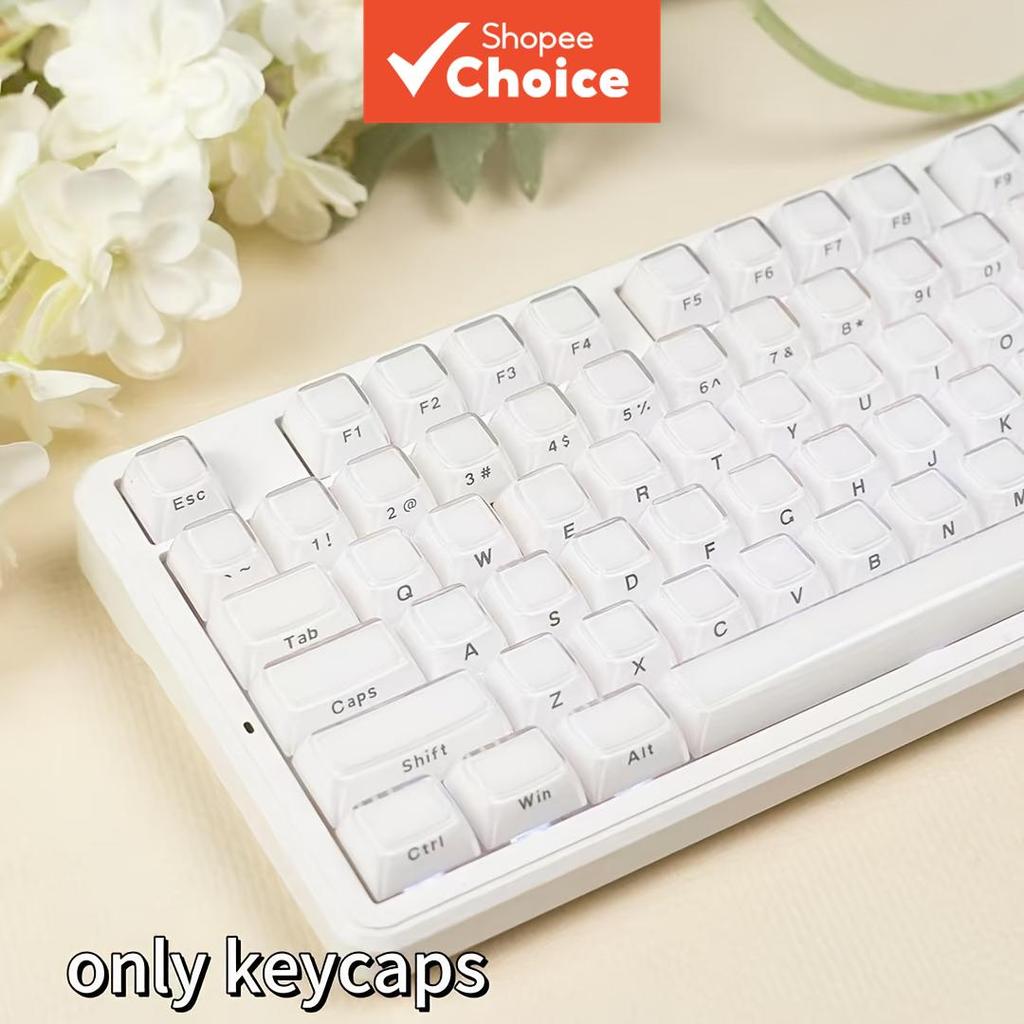 Jelly White Side Print Pbt Keycaps 130 Keys Mda สําหรับคีย์บอร์ด Diy