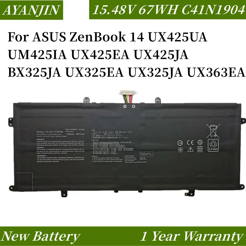 ใหม่ C41N1904-1 BX325JA 67WH แบตเตอรี่แล็ปท็อปสำหรับ ASUS ZenBook 14 UX425UA UM425IA UX363EA UX325EA