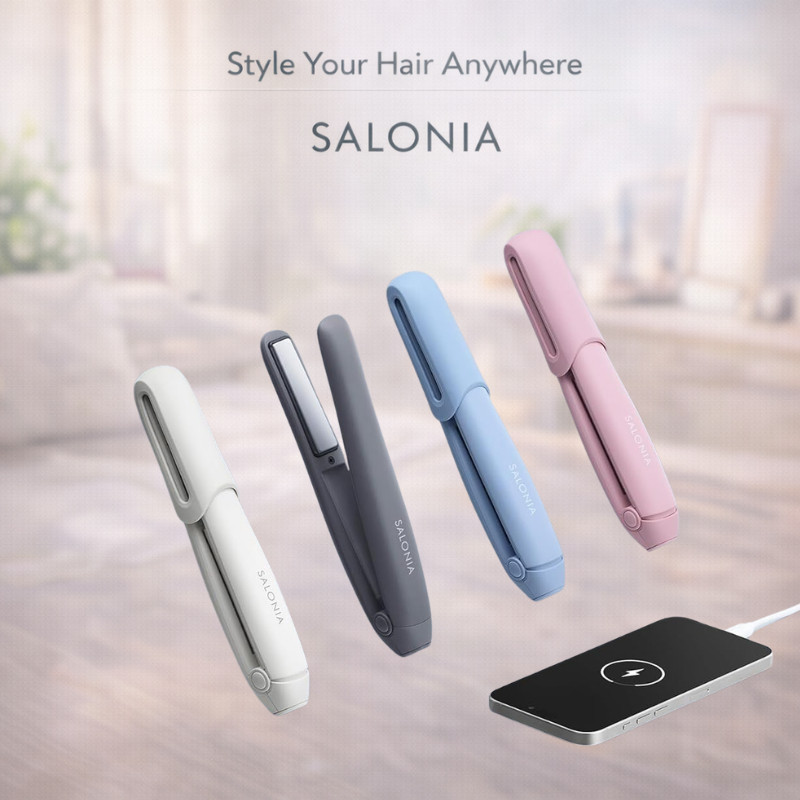 SALONIA Cordless 12mm Straightening Iron with Built-in Power Bank - Lightweight and Travel-Friendly Hair Tool