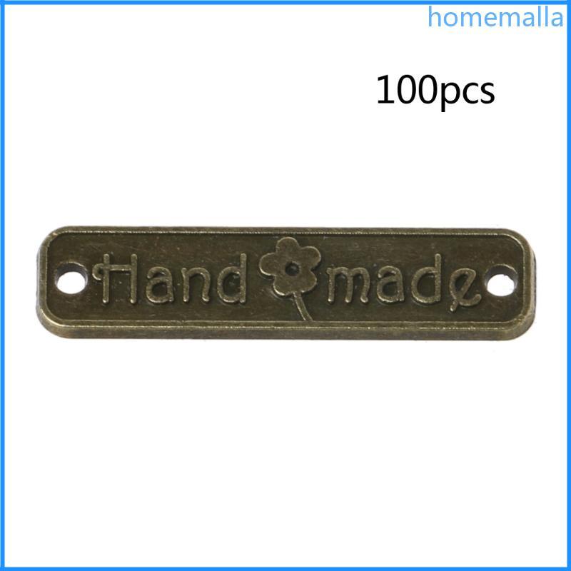 HO 100 ชิ้นโลหะ Handmade แท็กปุ่มป้ายหลุมป้ายป้ายแผ่นตัวเชื่อมต่อ DIY เครื่องประดับทําอุปกรณ์