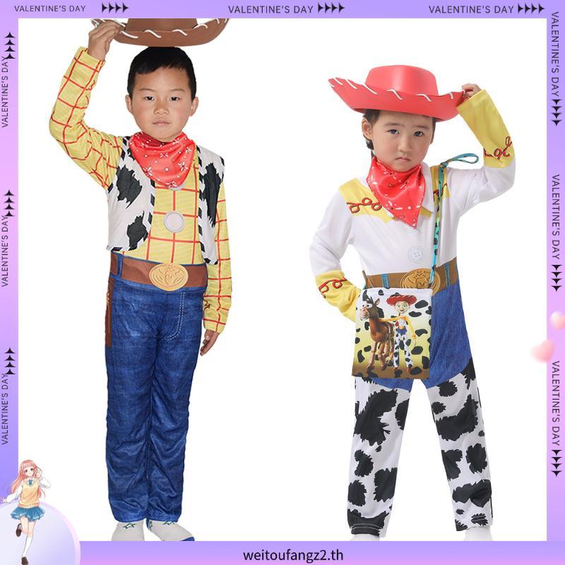 🇹🇭 ชุดฮาโลวีน ชุด halloween เด็ก ชุด toy story Woody Cosplay Costume for Kids Boy Western Cowboy Hat