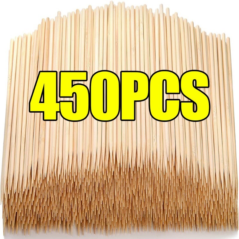 450/90pcs Bamboo Skewer Sticks Sturdy Disposable Barbecue Fruit Natural Wood Sticks For BBQ Party Bu