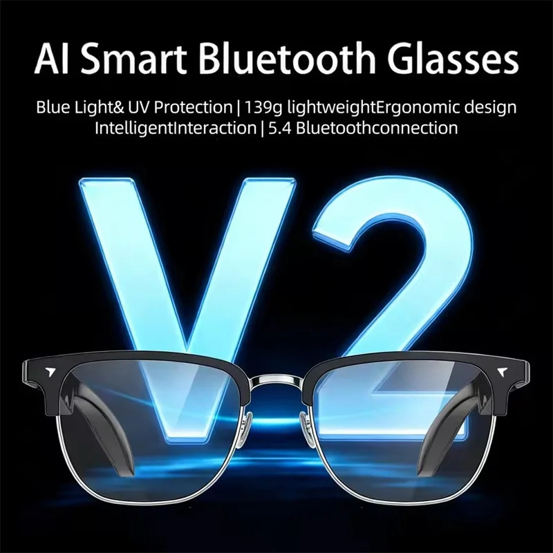 แว่นตาอัจฉริยะ Professional Blue Light Protection UV AI Voice Wireless Bluetooth Call สวมใส่ AIMB V2