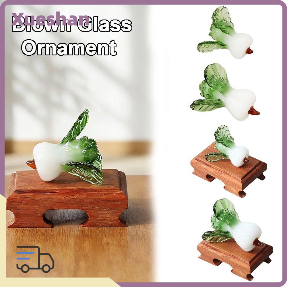 XUEXII คริสตัลตกแต่งโต๊ะ,แก้วเป่าความเจริญรุ่งเรืองออกแบบแก้ว Bok Choy, Bok Choy รูปร่าง Bok Choy เค