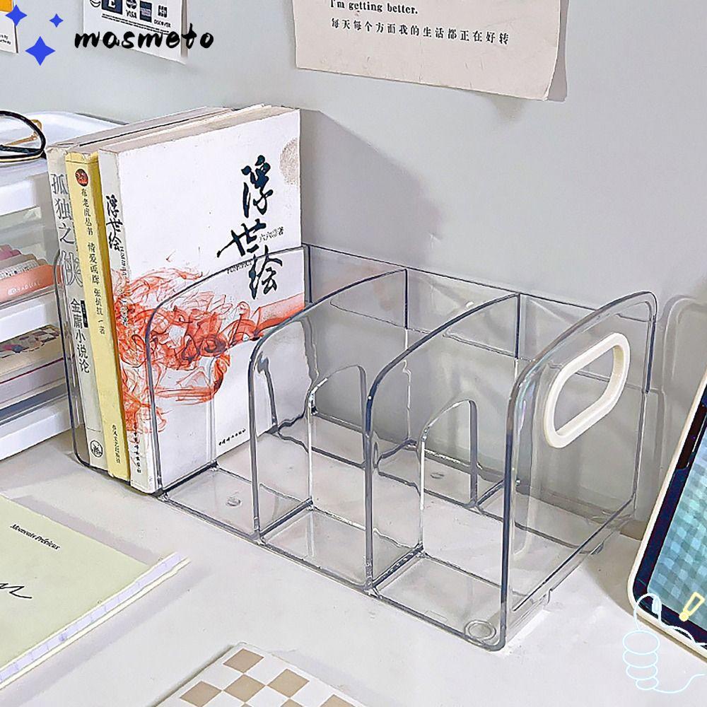 มาสมีโต ขาตั้งหนังสือแบบแบ่งช่อง, ออแกไนเซอร์โต๊ะพร้อมการจัดการ, ชั้นวางเรียงลําดับเดสก์ท็อปอะคริลิคที่ทนทานอุปกรณ์การเรีย