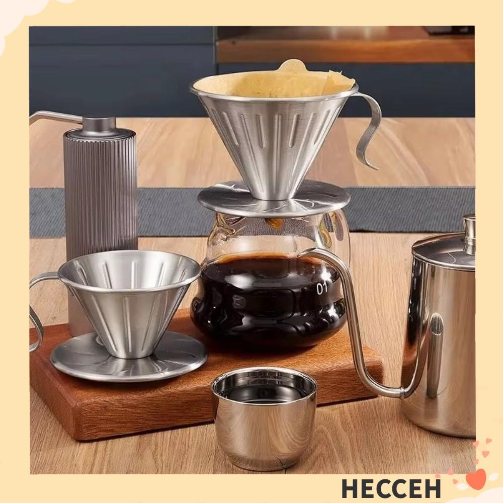 HECCEH หยดกาแฟกรองถ้วย, V01 V02 สแตนเลสกาแฟ Dripper, Barista Pour Over Hand Brewed Coffee Filter ถ้วยชงกาแฟ