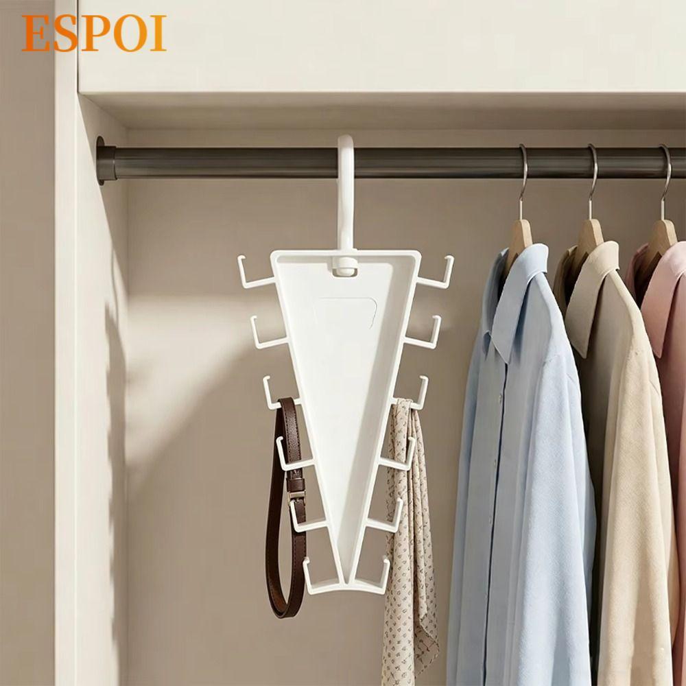 ESPOI ไม้แขวนเสื้อรูปตัว V, ไม้แขวนเสื้อสองด้านประหยัดพื้นที่ติดผนัง, ชั้นวางหมวกหมุนได้ 12 ตะขอ