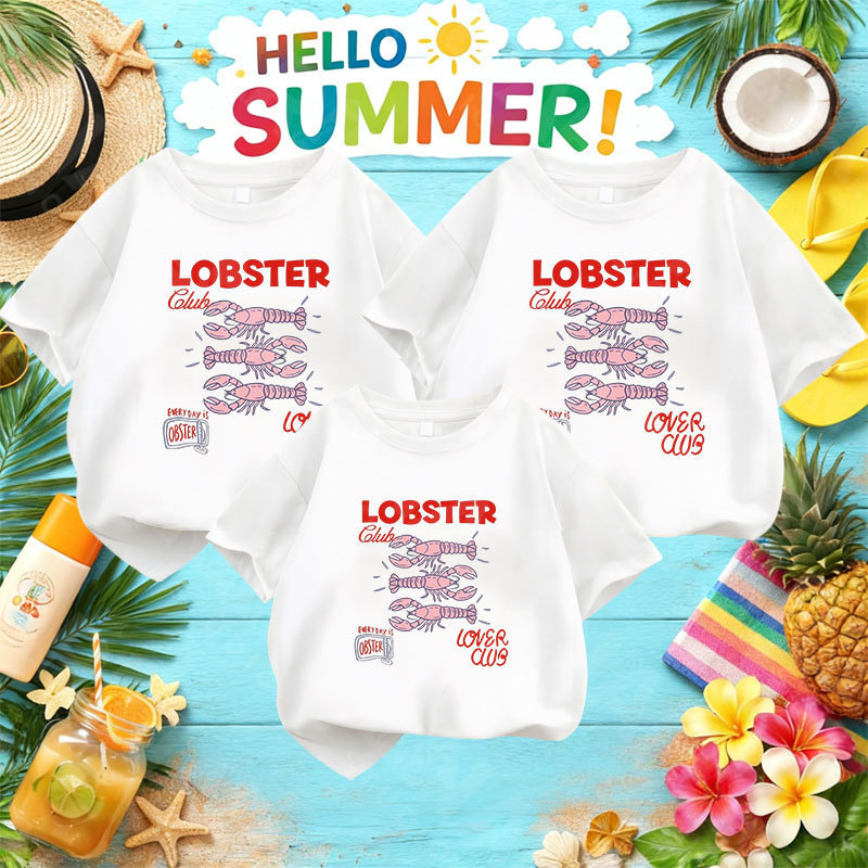 พร้อมส่ง&จัดส่งภายใน 24 ชม.) RINA STUDIO Retro American Beach Style Family Couple T-Shirt Set with S