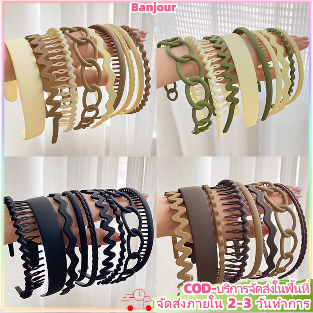 9 ชิ้น/เซ็ตสีทึบผู้หญิงที่คาดผมกันลื่นแฟชั่นล้างหน้าเครื่องประดับผม