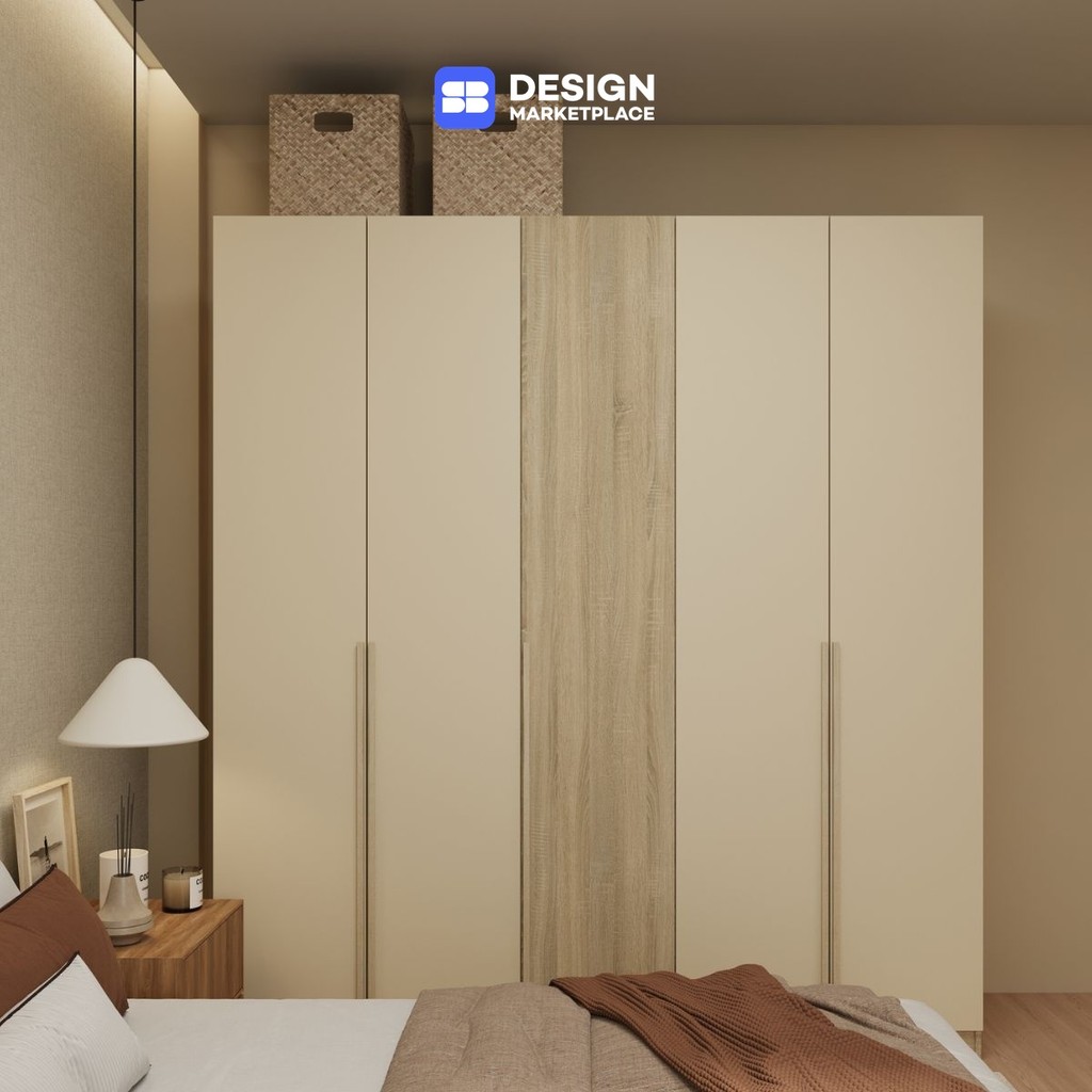 SB Design Square ตู้เสื้อผ้าบานเปิด รุ่น Hannie ขนาด 200 ซม. สีไม้อ่อน (200×56.5×220 ซม.)  แบรนด์ KONCEPT FURNITURE – โปรปัง