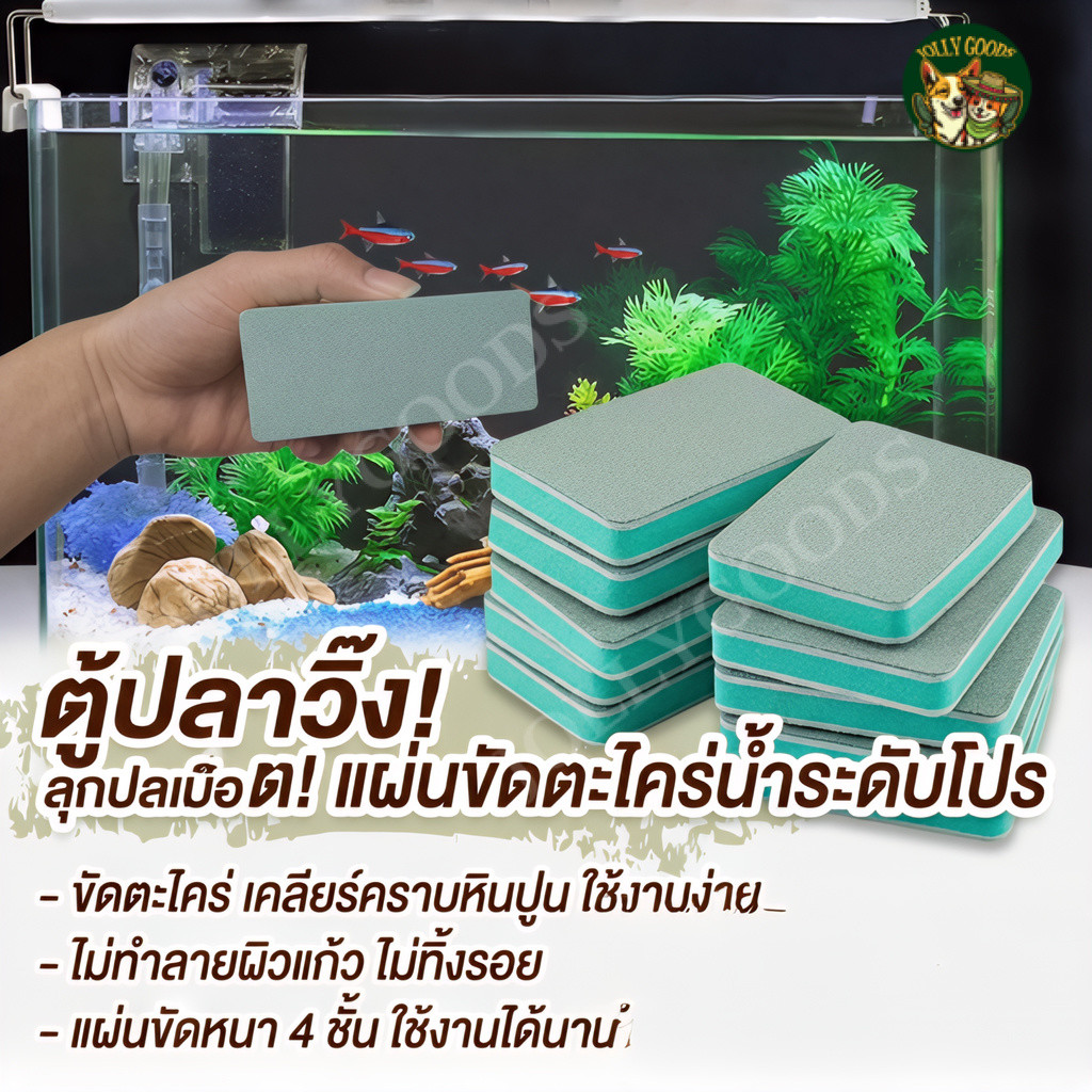 ฟองน้ำขัดตู้ปลา ที่ขัดตะไคร่น้ำและคราบตะกรัน สำหรับตู้กระจก ยืดหยุ่นสูง ใช้งานง่าย