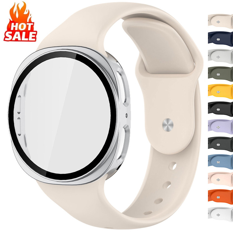 PC แก้ว + สายซิลิโคนสําหรับ Samsung Galaxy Watch 8 40 44 มม.สําหรับ Galaxy Watch 8Classic 46 มม.สร้อยข้อมือกีฬาอุปกรณ์เสริม